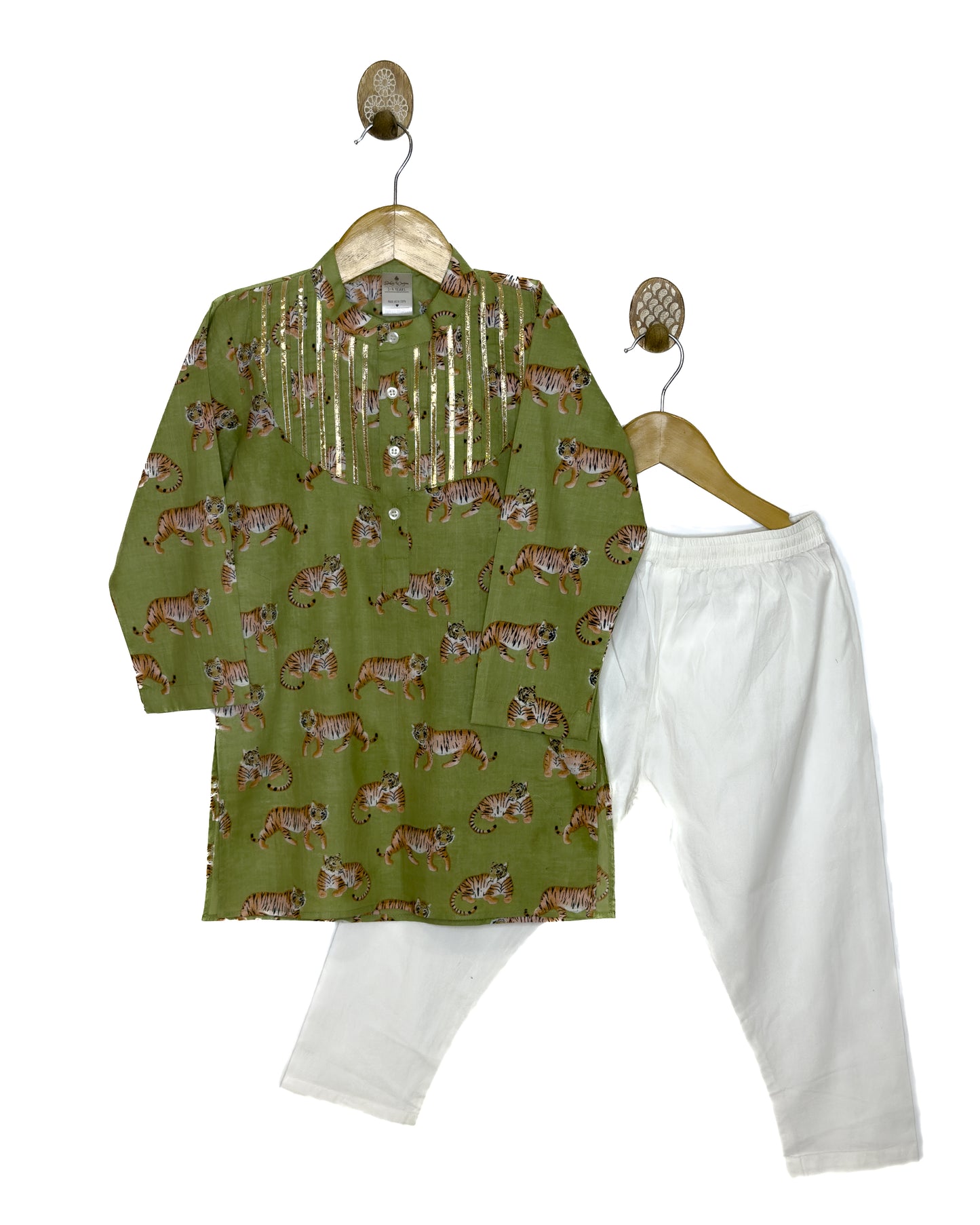 Green Sher Cotton Kurta Set