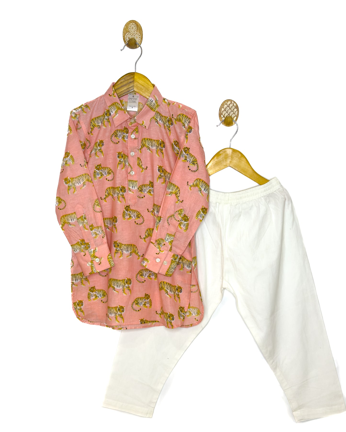 Peach Sher Cotton Kurta Set