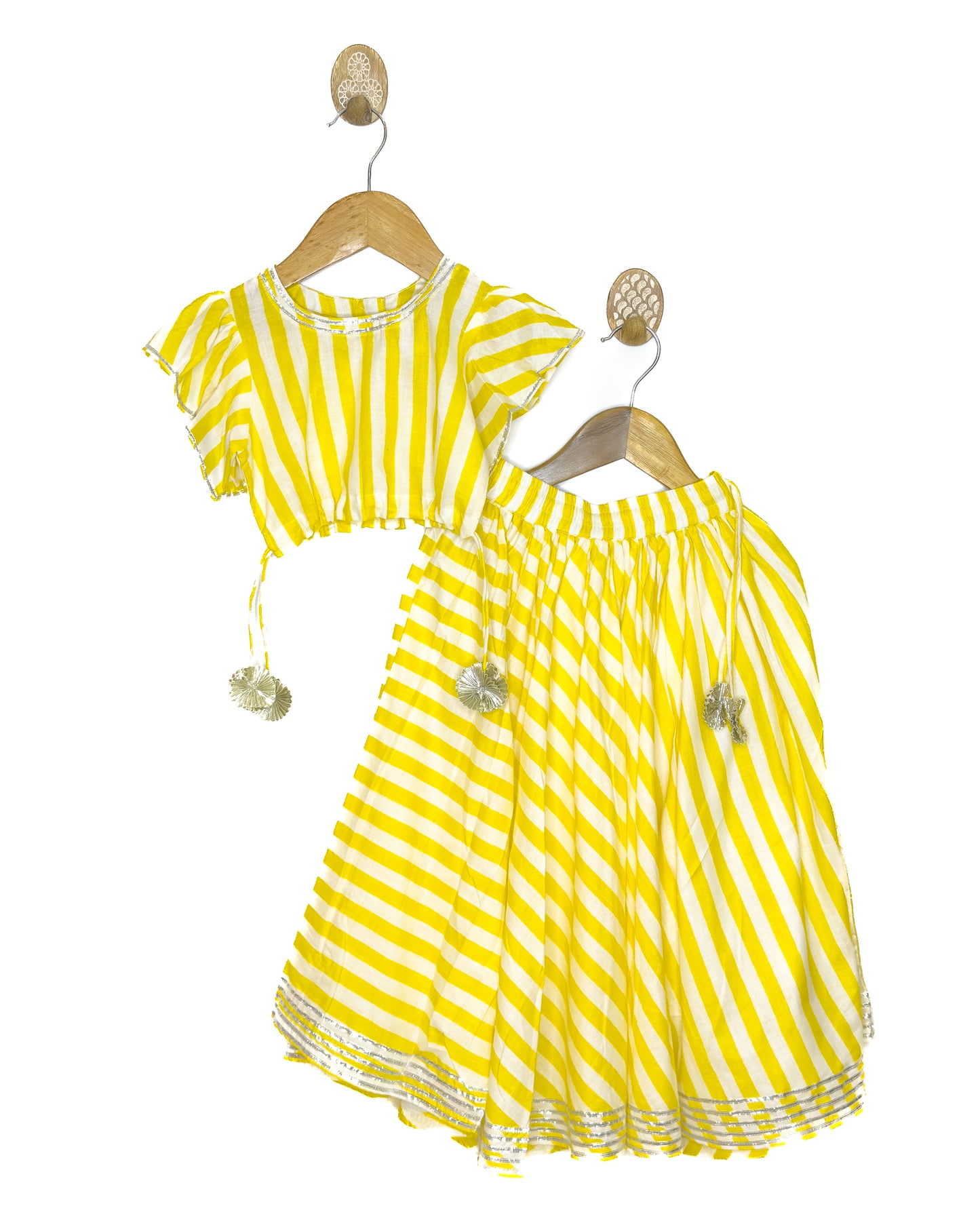 Yellow and White Stripe Lehenga