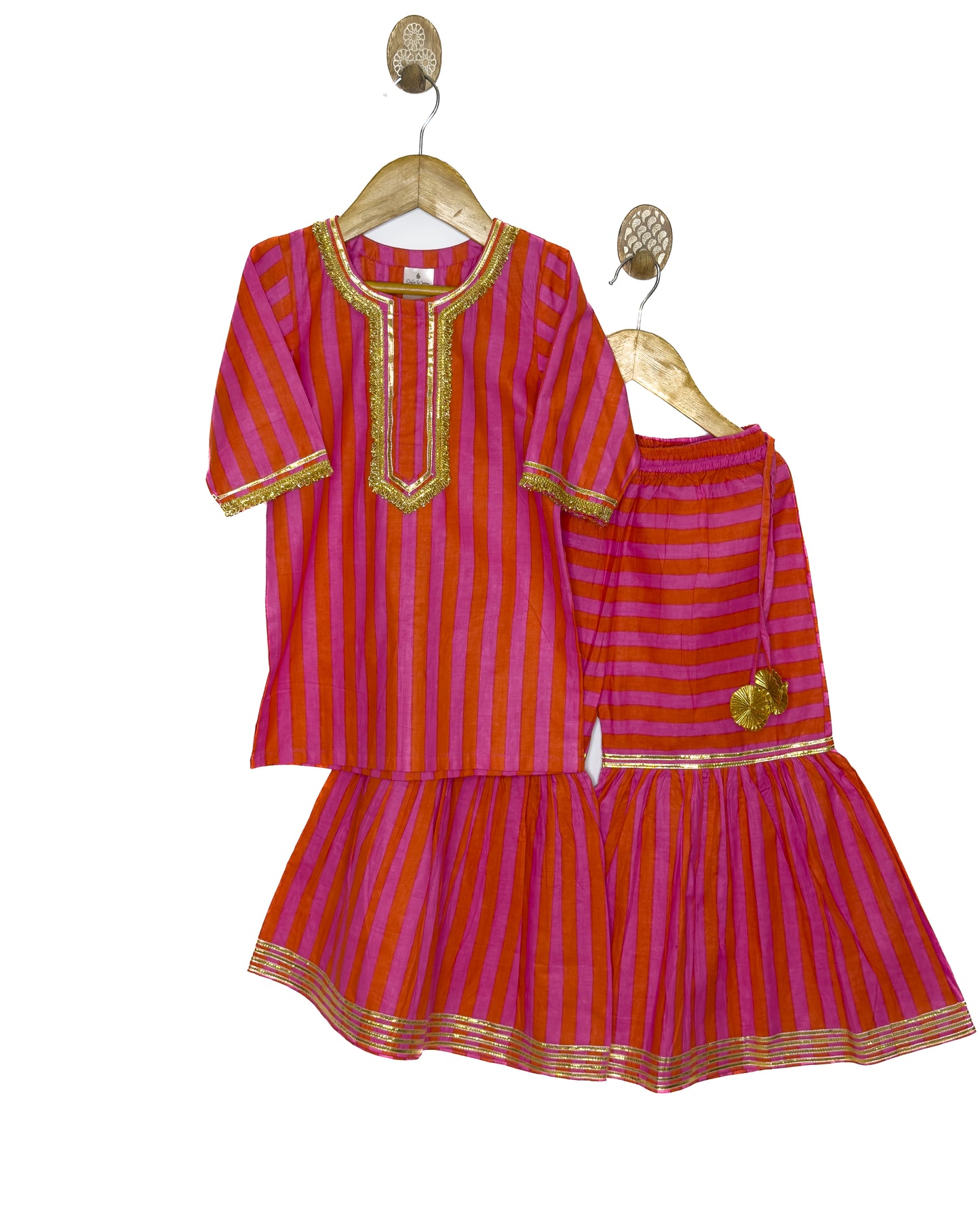 Pink and Orange Gharara Set