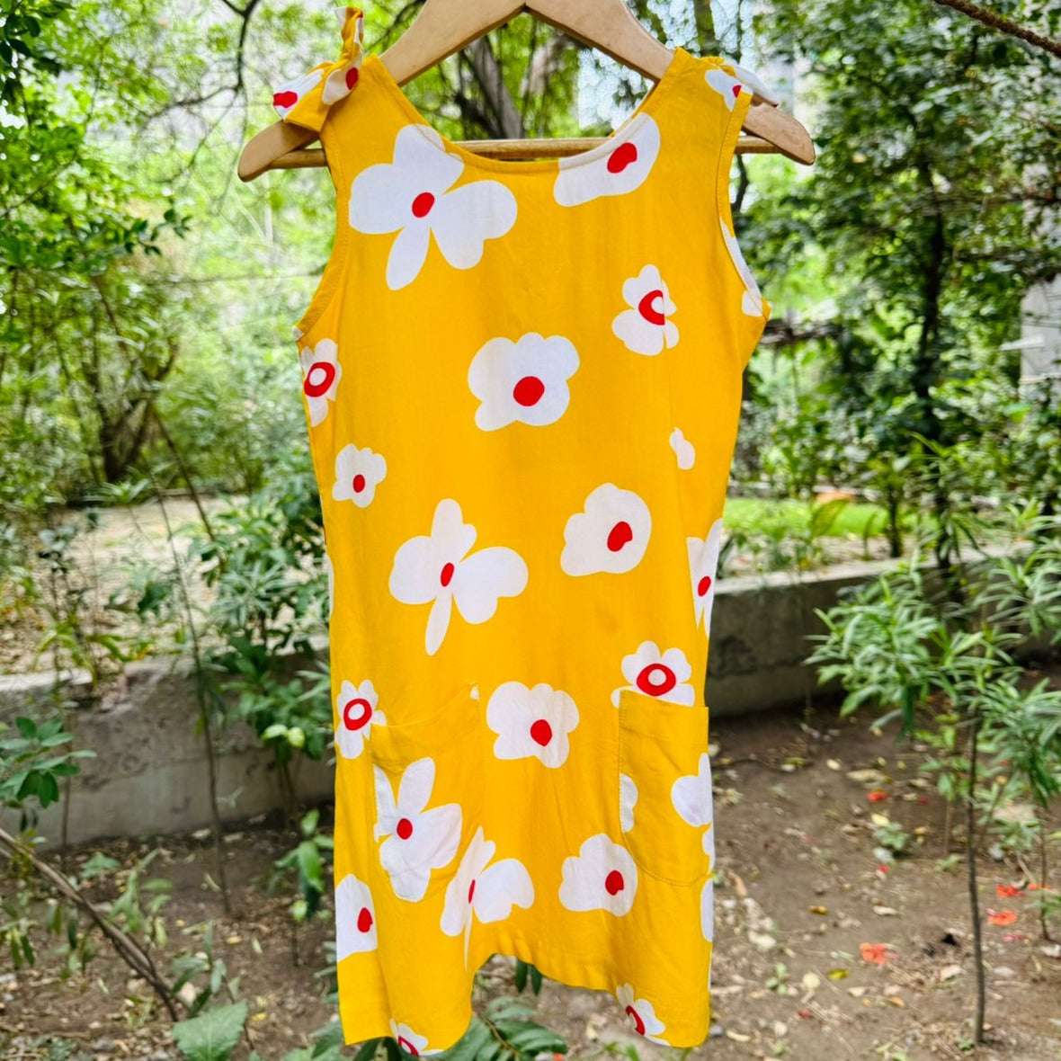 Yellow White Big Flower Dress