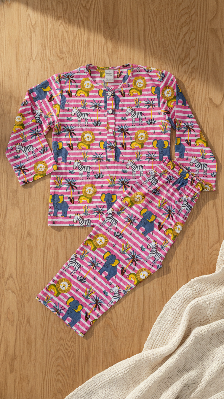 Round Neck Stripe Animal Hub Set