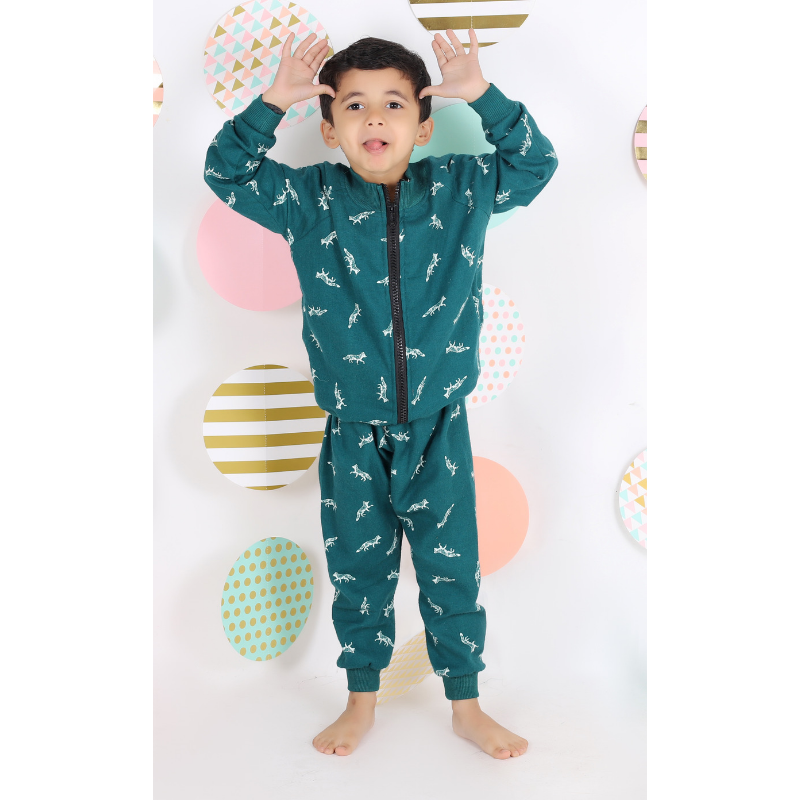 Green Dinosaur Jumpsuit Print Set