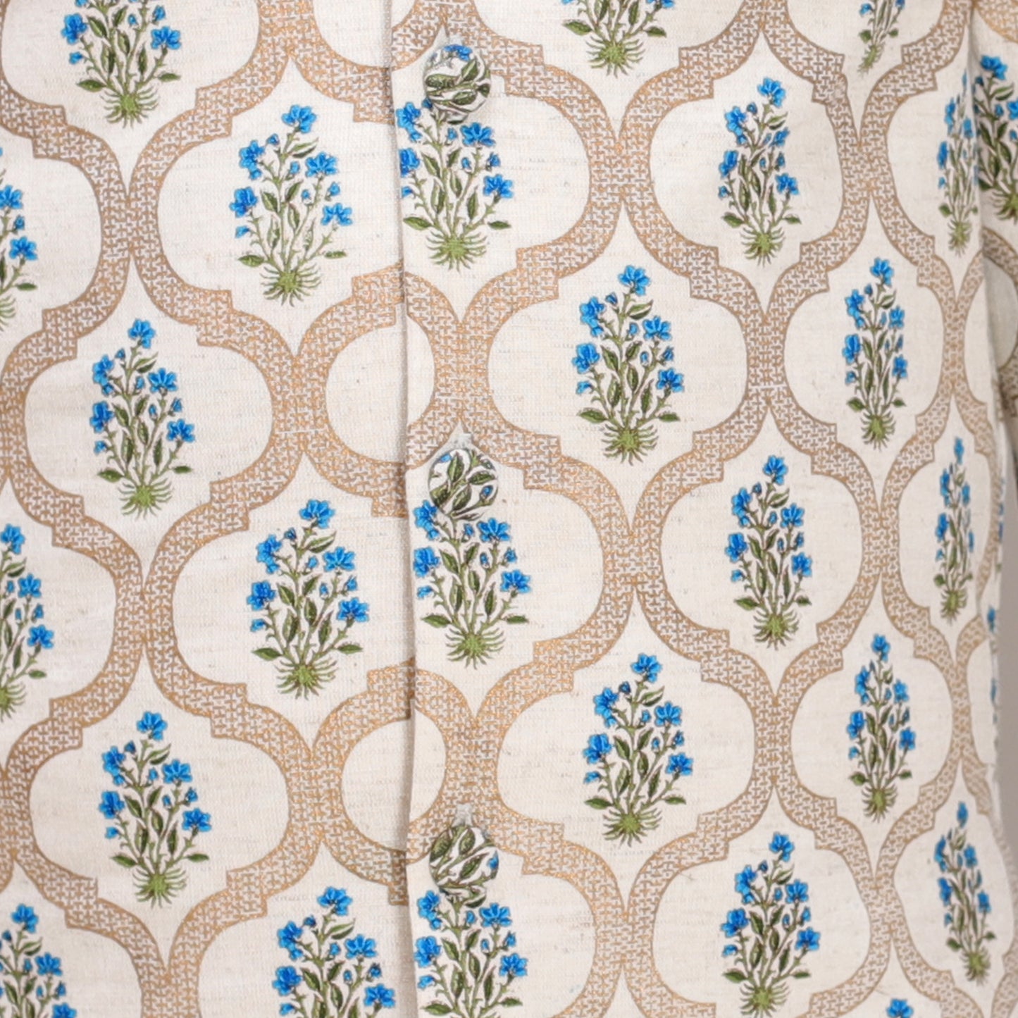 Blue Printed Sherwani Kurta Set