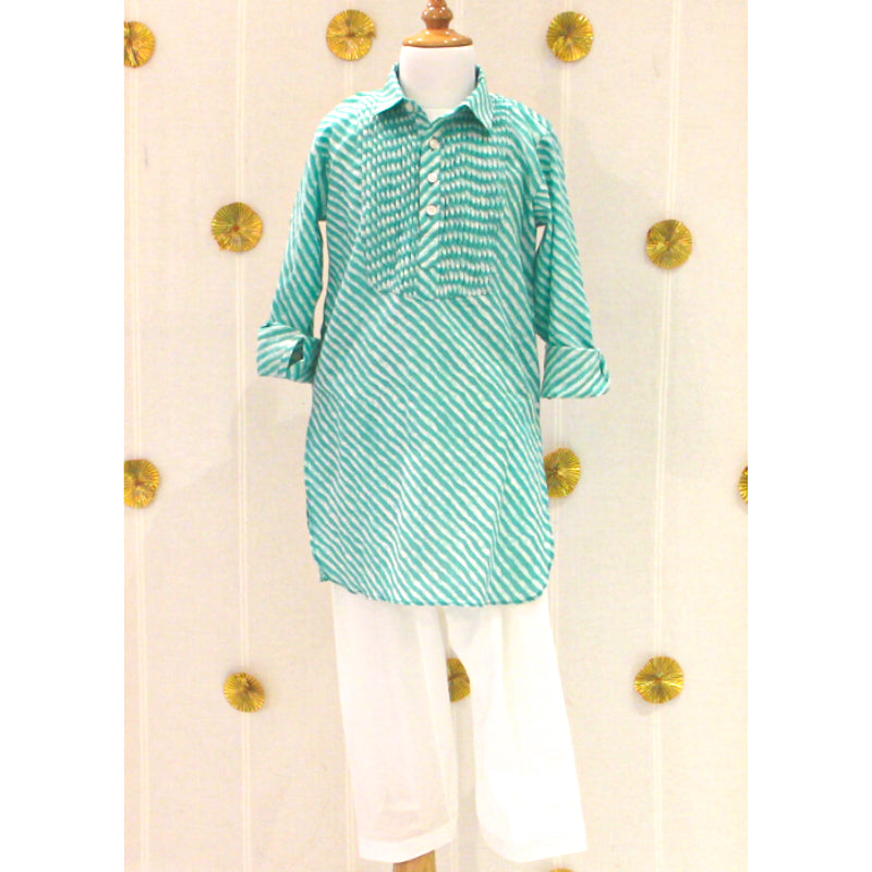 Green Lehariya Kurta Salwar Set