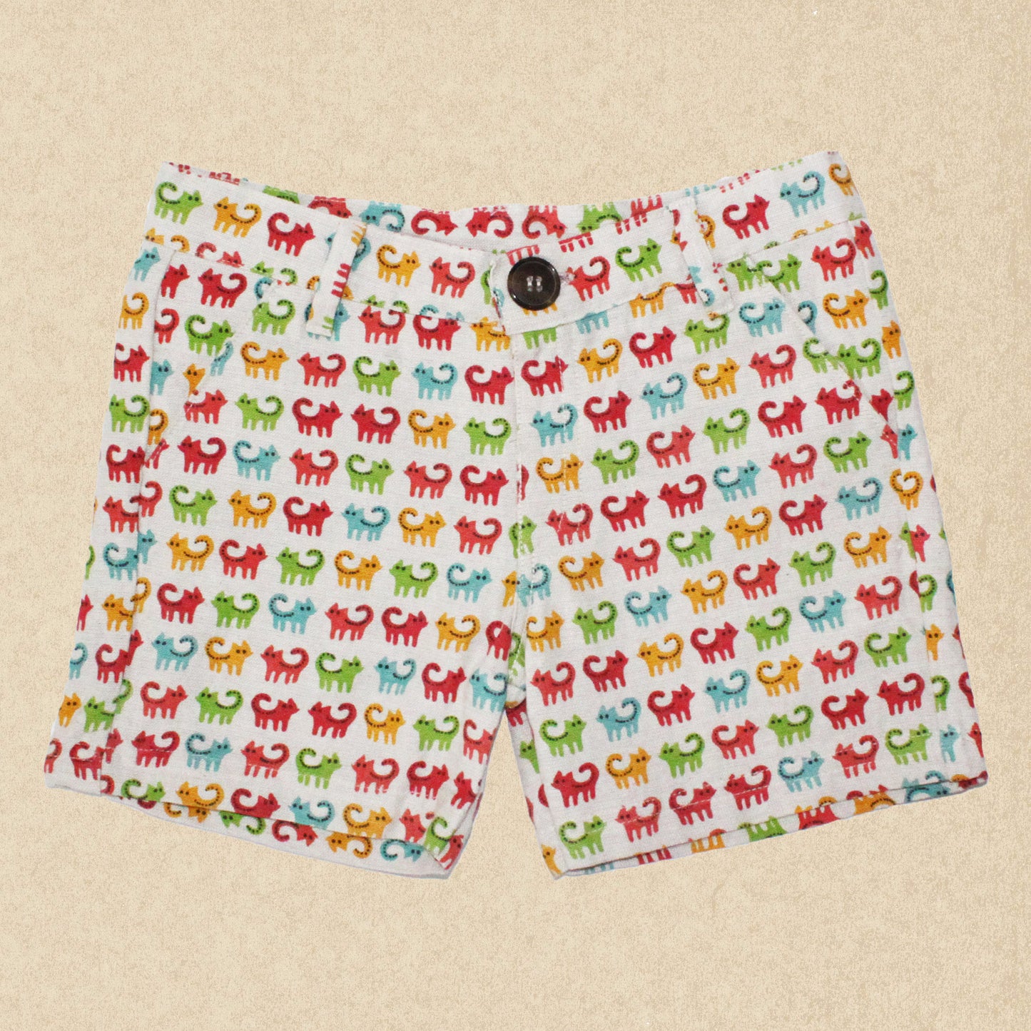 Kitty Cat Beige Linen Shorts
