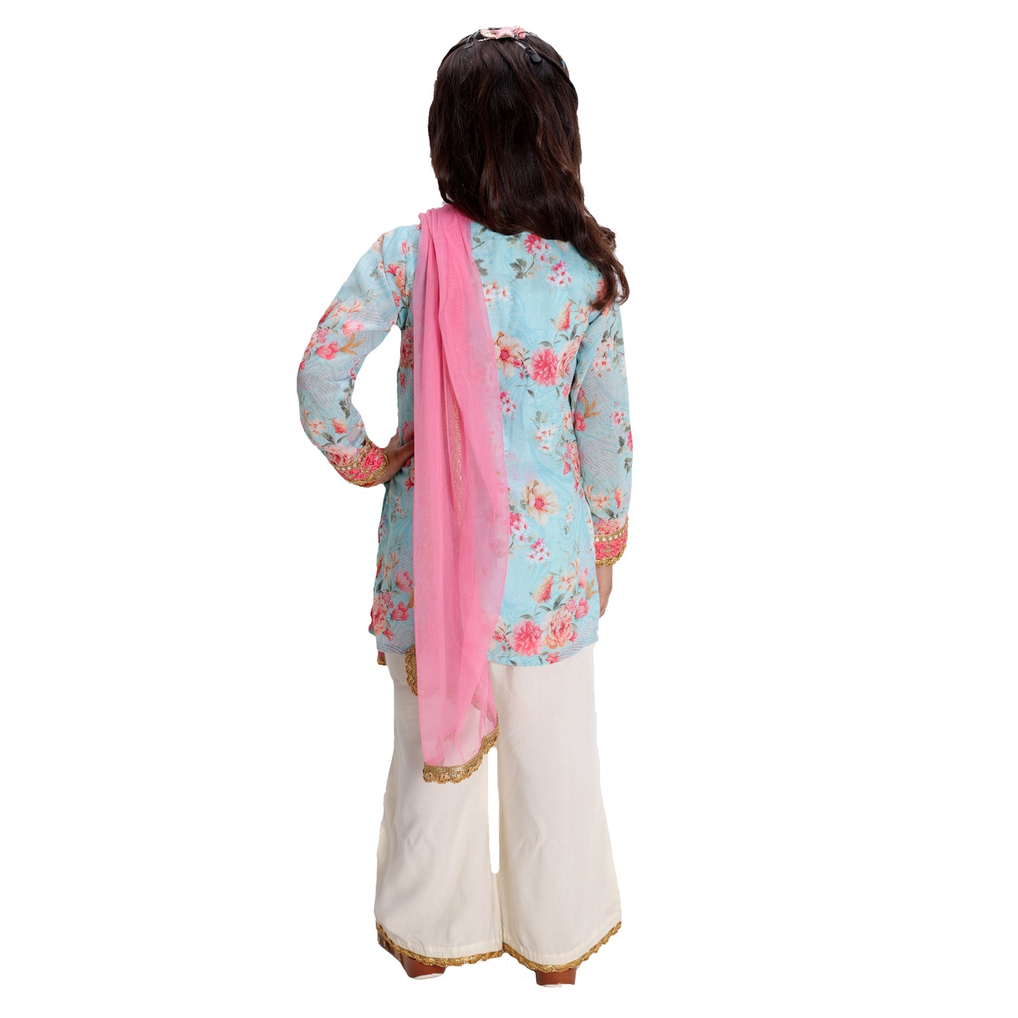Baby Blue Floral Plazo Set