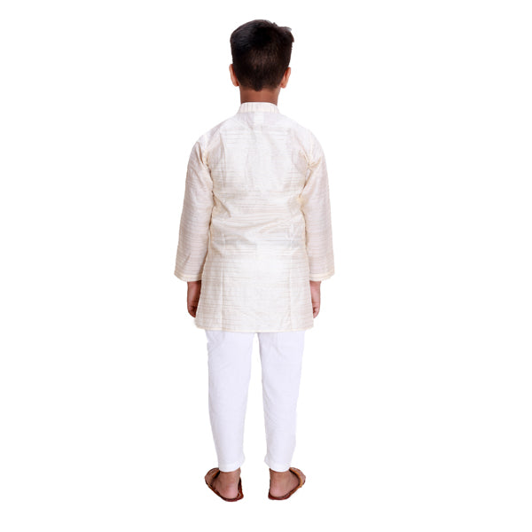 Off white and Golden Kurta Set