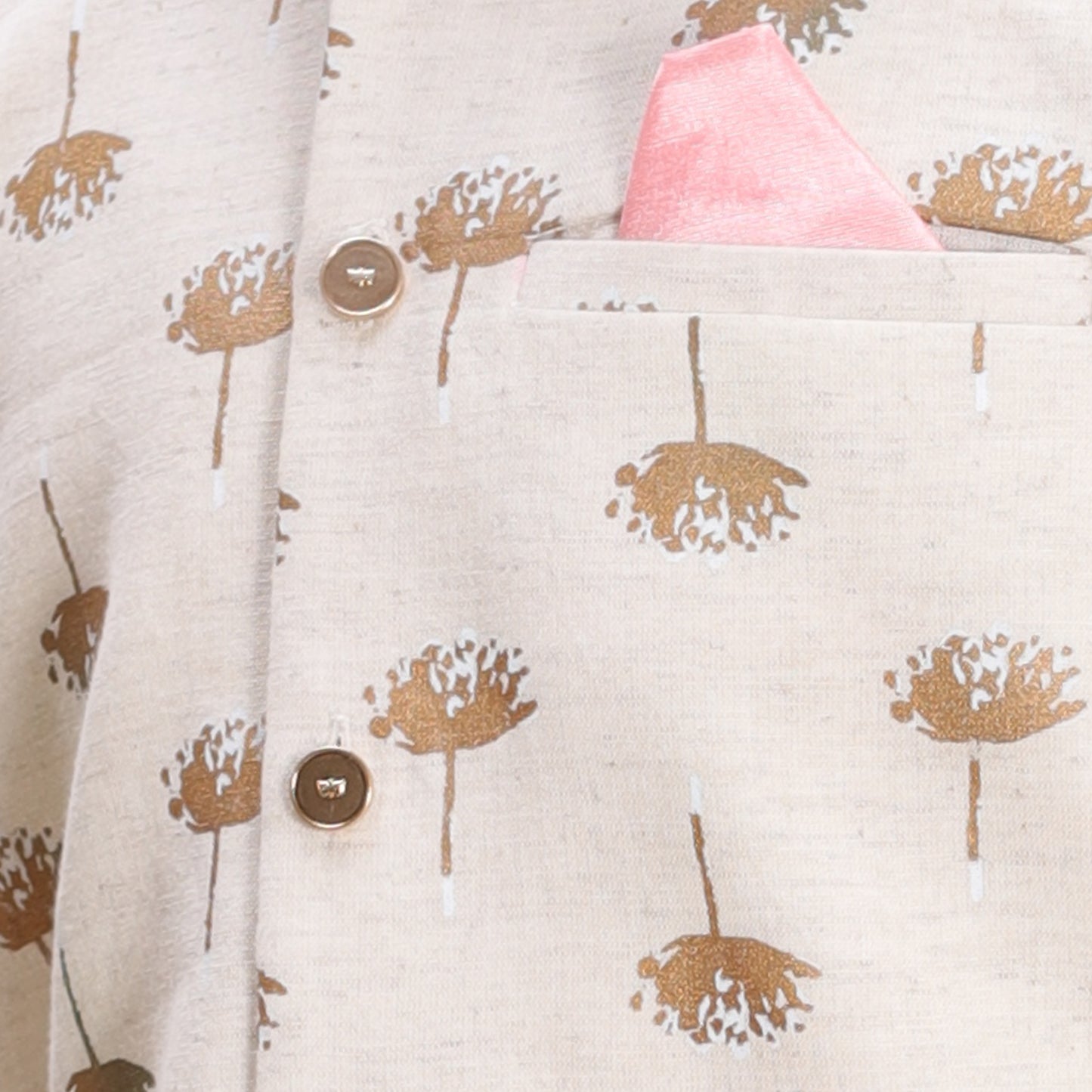 Golden Petal Print Sherwani Kurta Set