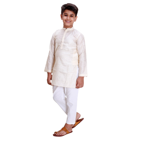 Off white and Golden Kurta Set