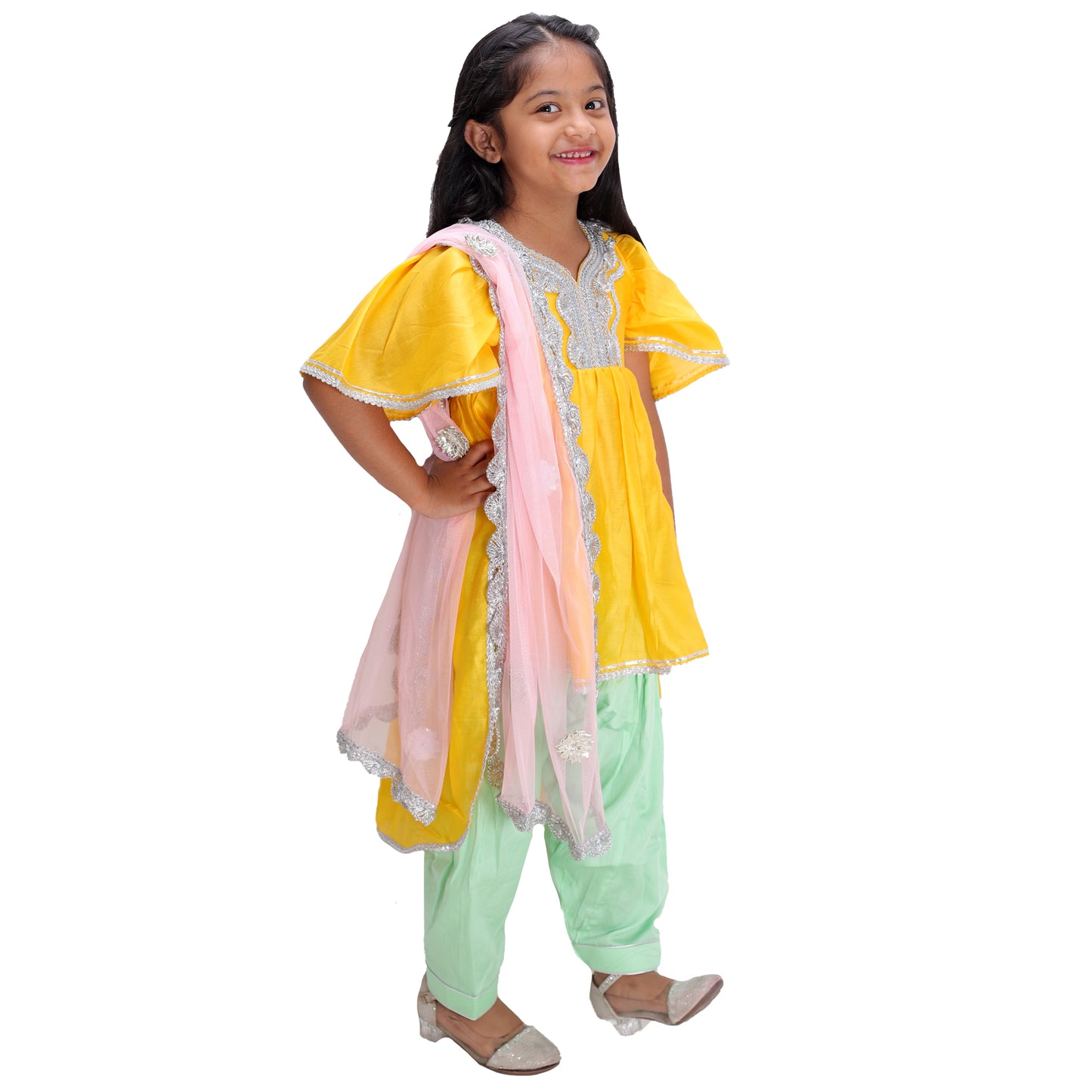 Yellow Chanderi Dip Kurta