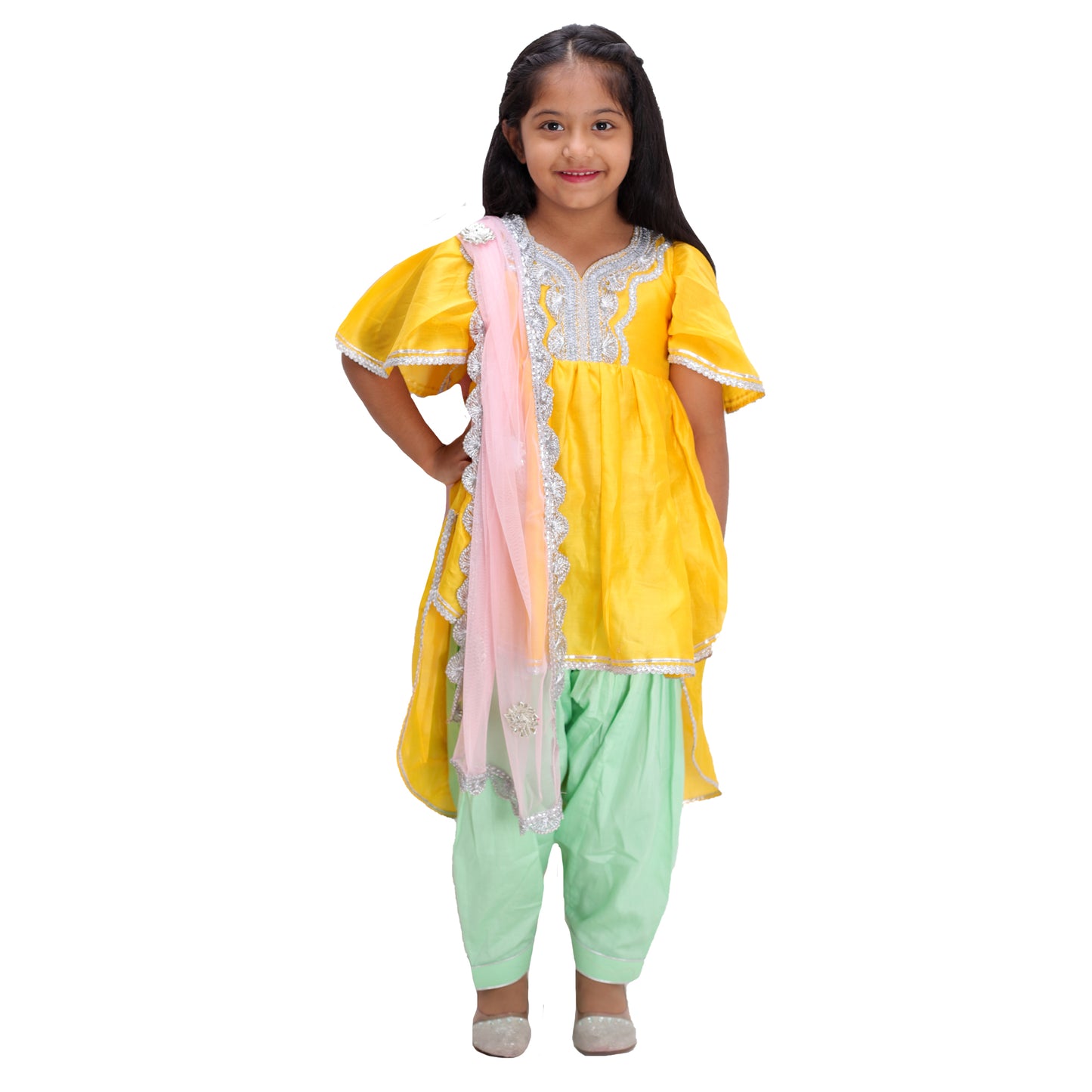 Yellow Chanderi Dip Kurta