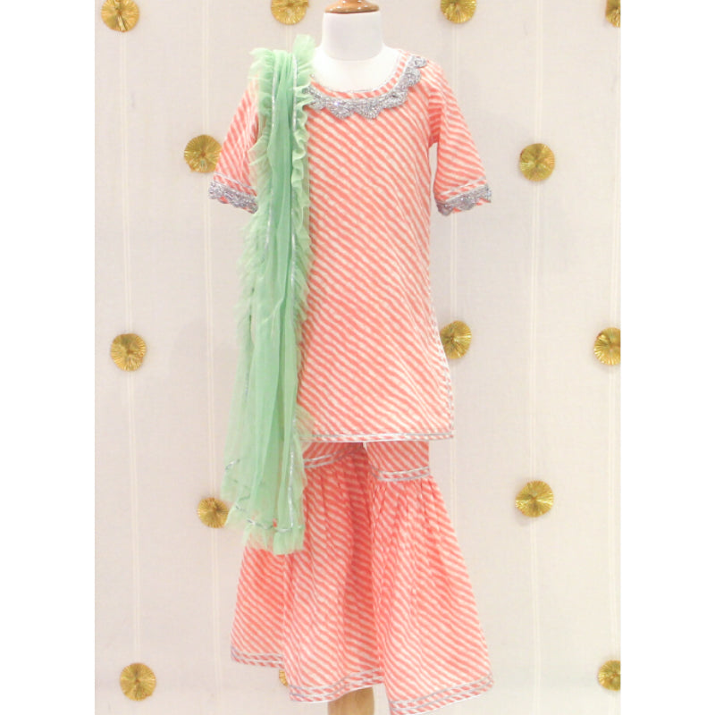 Peach Pink Lehariya Sharara