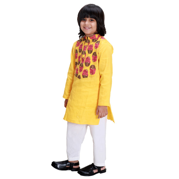 Patterned Yellow Kurta