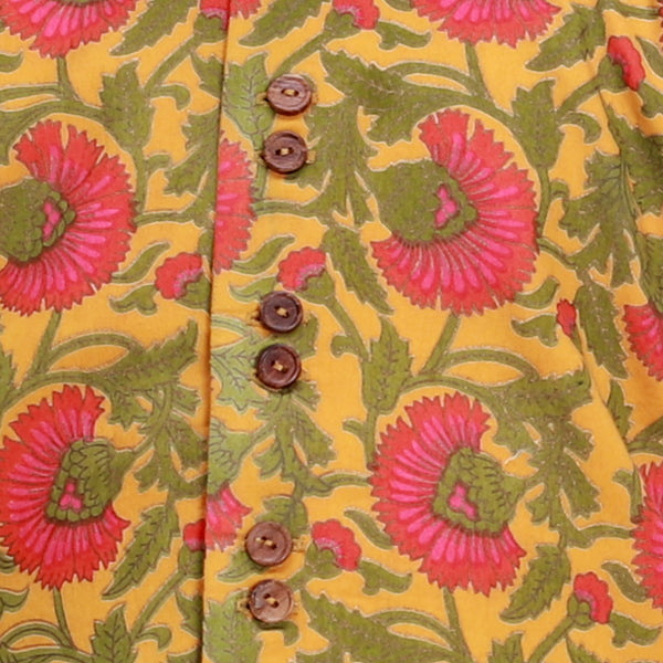 Mustard Floral Jacket Kurta Set