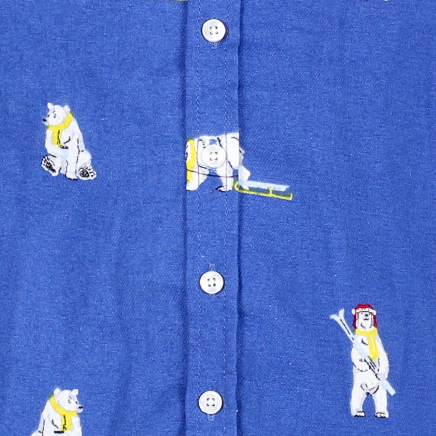 Blue Flannel Shirt with Snow Bear Print