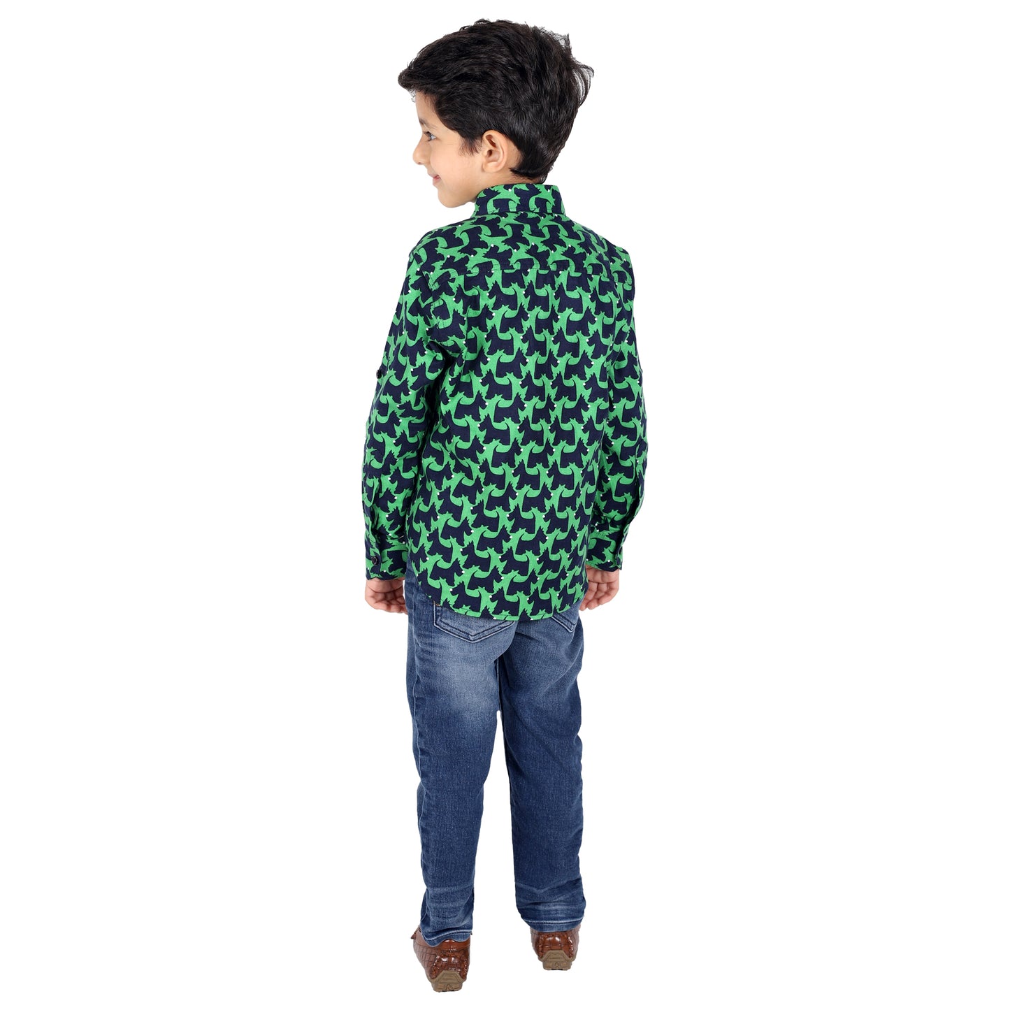 Green Blue Animal Printed Shirt