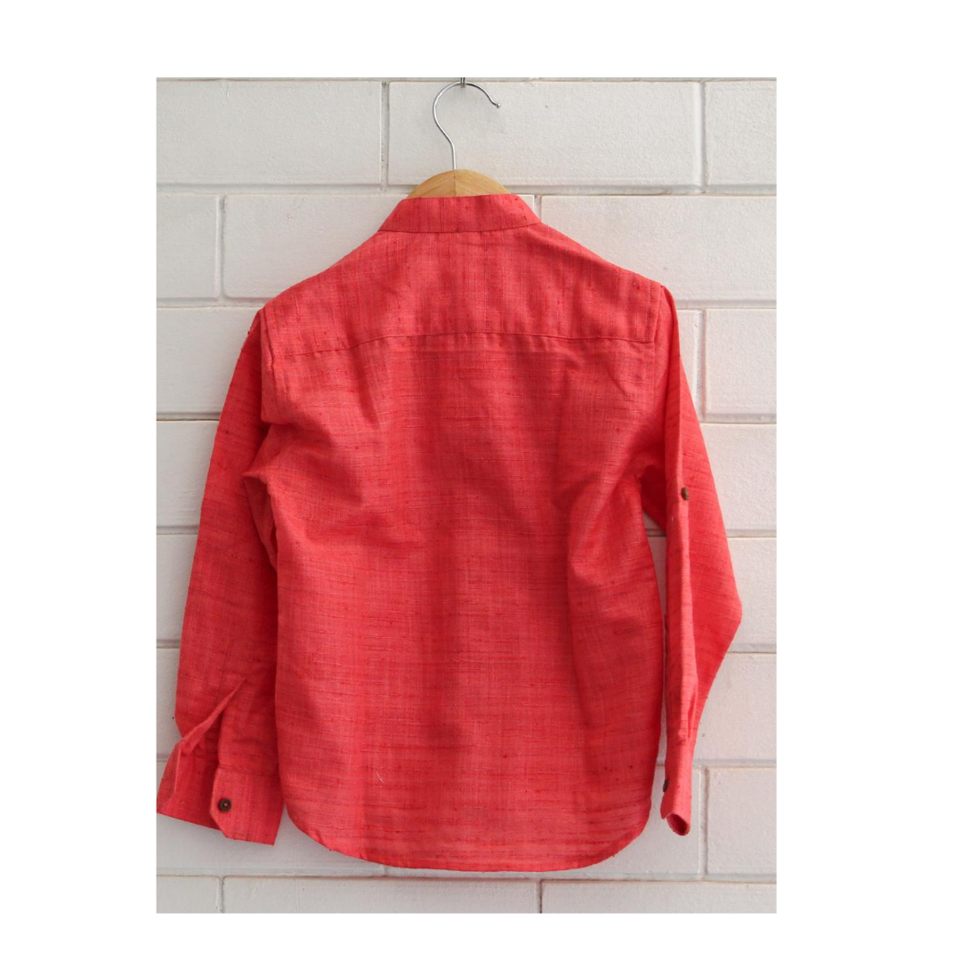 Red Khadi Shirt with Bow