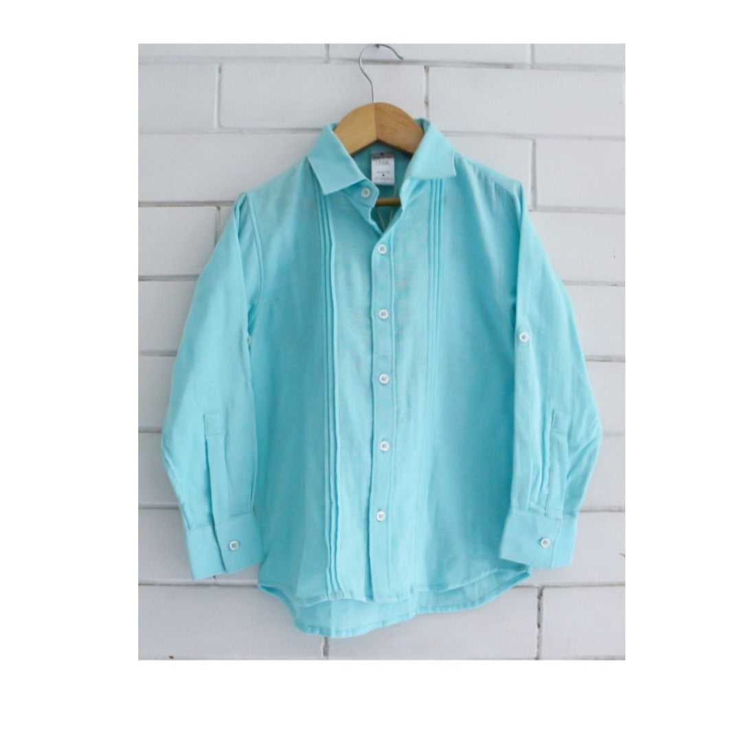 Aqua Blue Pintex Cotton Shirt