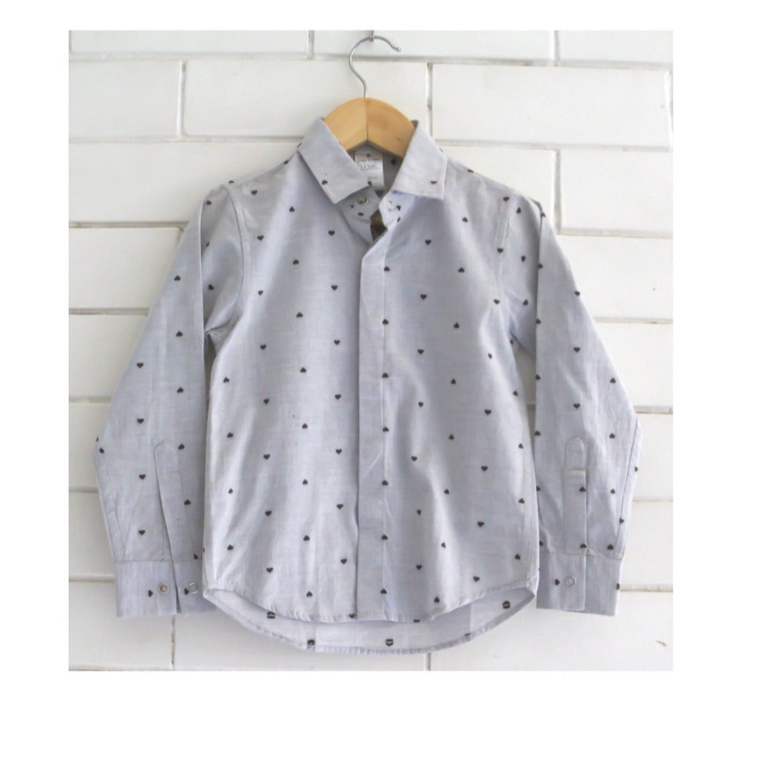 Grey Shirt with Brown Hearts
