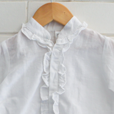 White Linen Ruffle Shirt