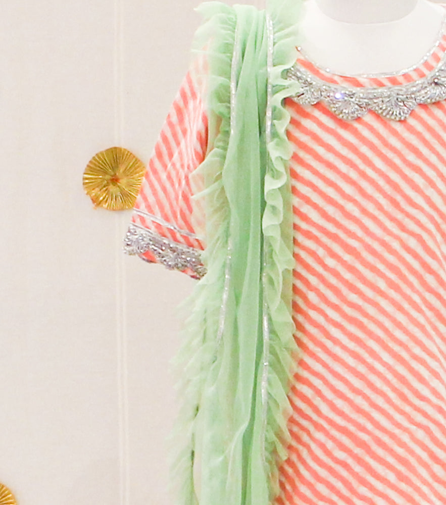 Peach Pink Lehariya Sharara