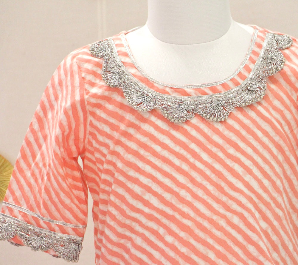 Peach Pink Lehariya Sharara