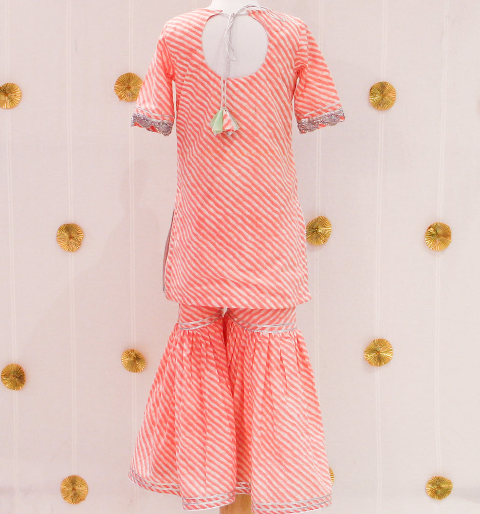 Peach Pink Lehariya Sharara