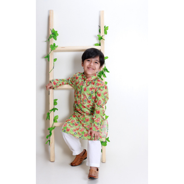 Green Printed Kurta
