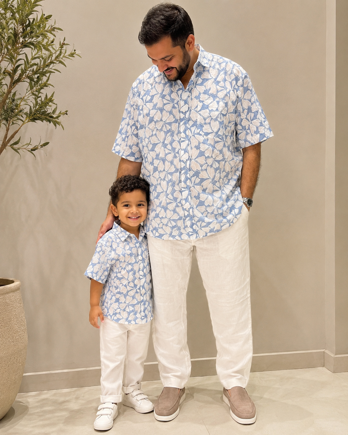 Papa & Me Blue Blossom Matching Set – Father’s Day Edition