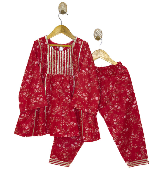 Red Choga Salwar Set