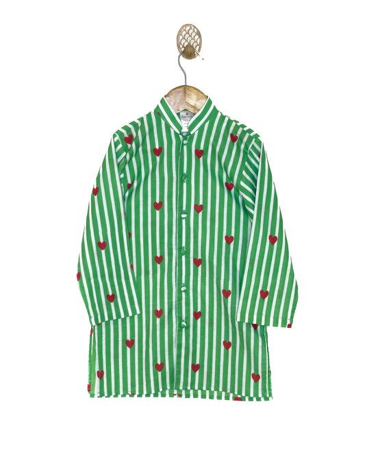 Green Stripe Heart Kurta