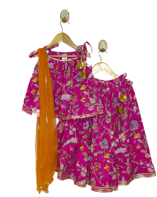 Rani Pink Floral Jaal Lehenga