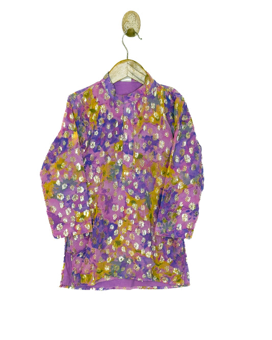 Multicolor Waterpaint Georgette Jacquard Kurta Set