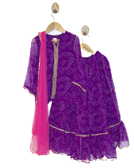 Purple Bandhani Lehenga Set