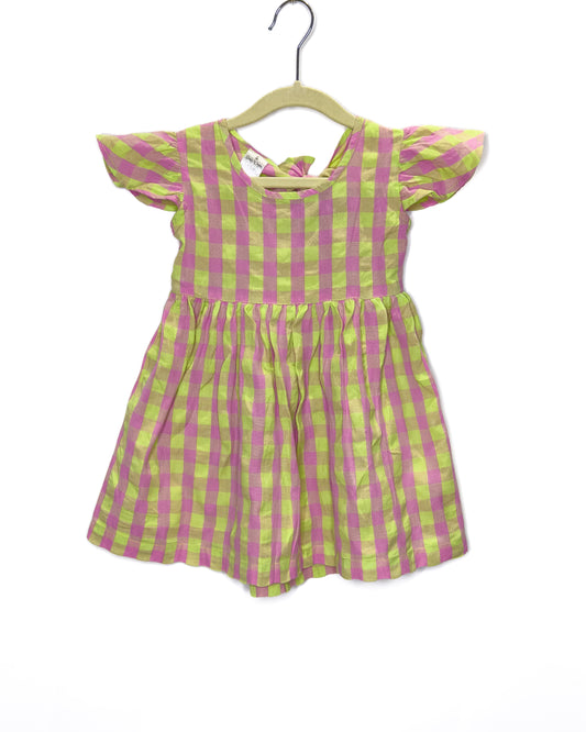 Pink Green Check Dress