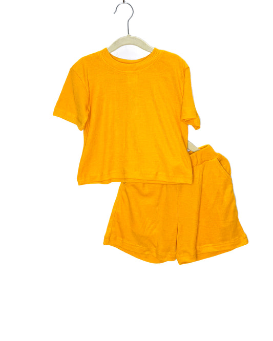 Orange Ribbed Cotton Palysuit