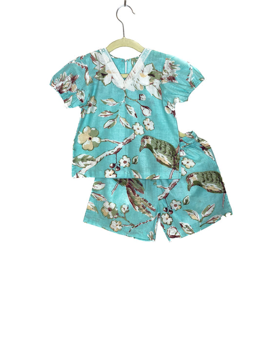 Aqua Bloom Cotton Co-ord Set