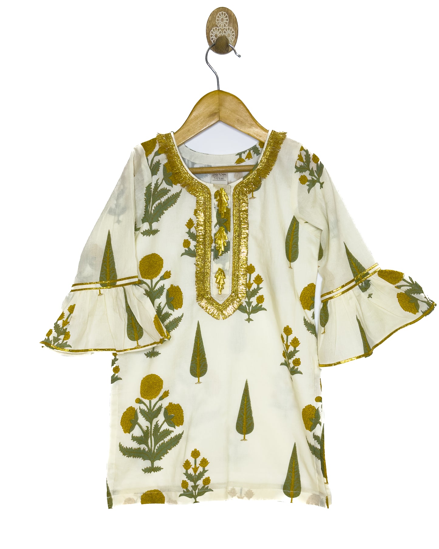 Off-White Jaipuri Floral Cotton Sharara Set with Dupatta