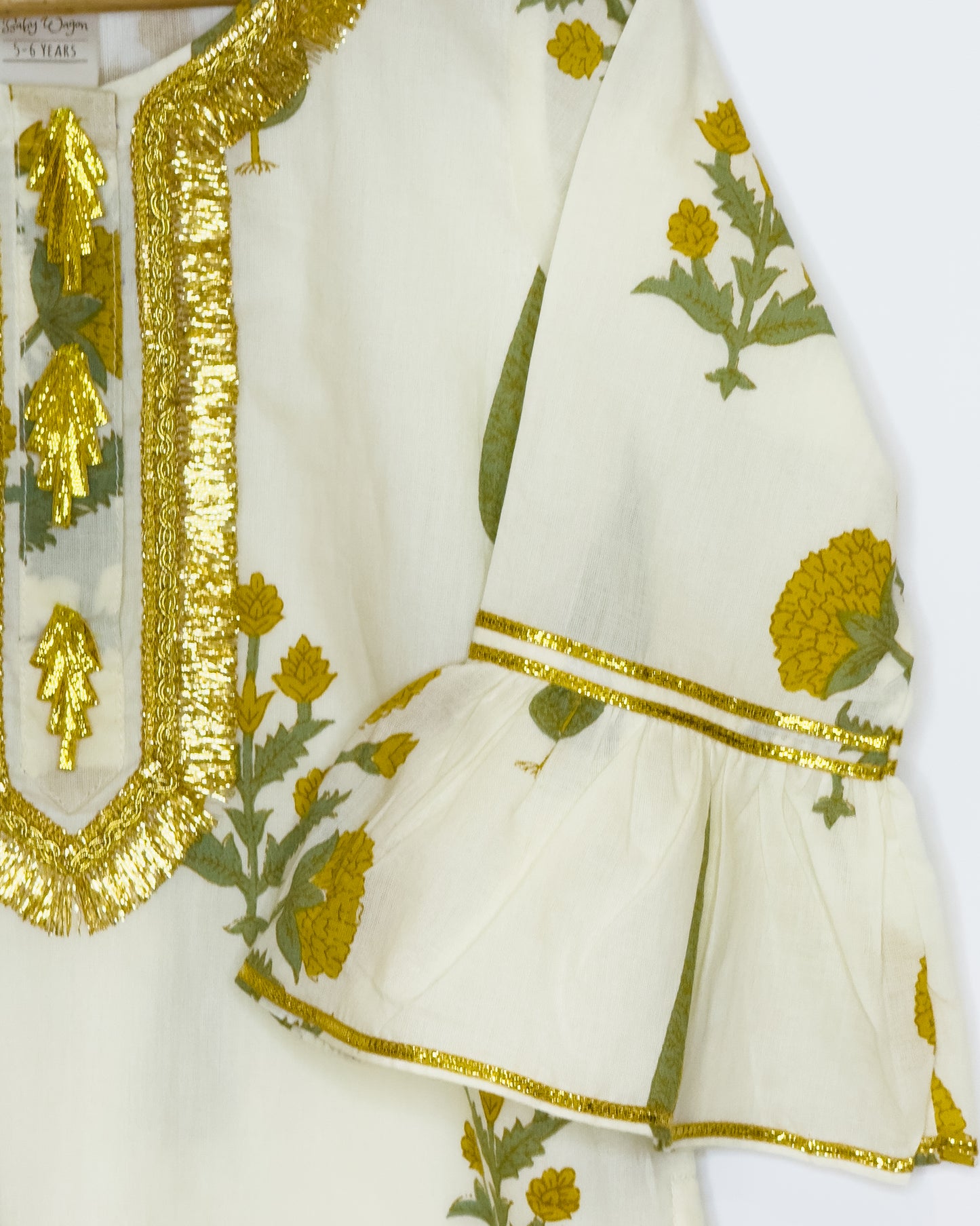 Off-White Jaipuri Floral Cotton Sharara Set with Dupatta