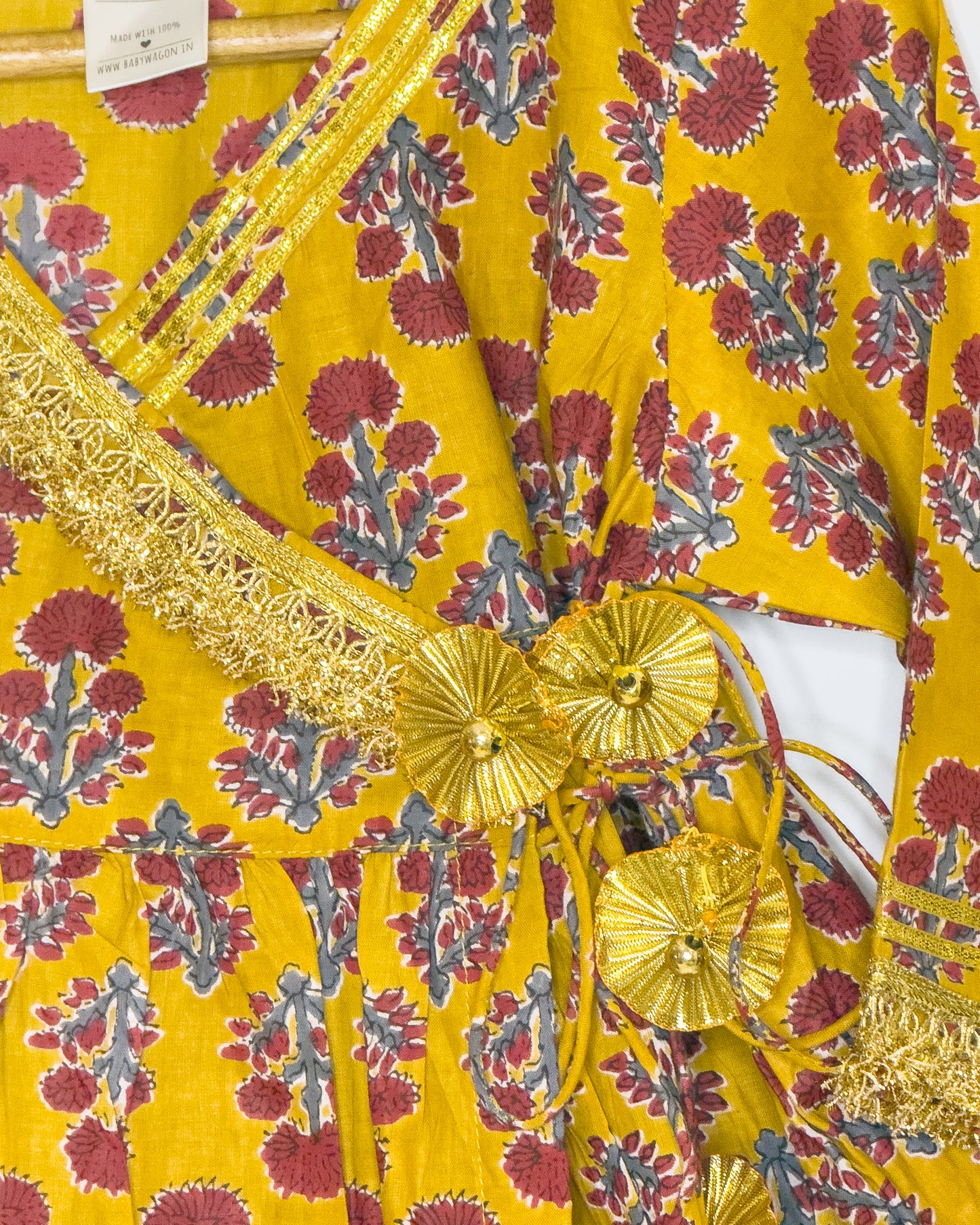 Mustard Red Floral Cotton Gharara Set with Dupatta