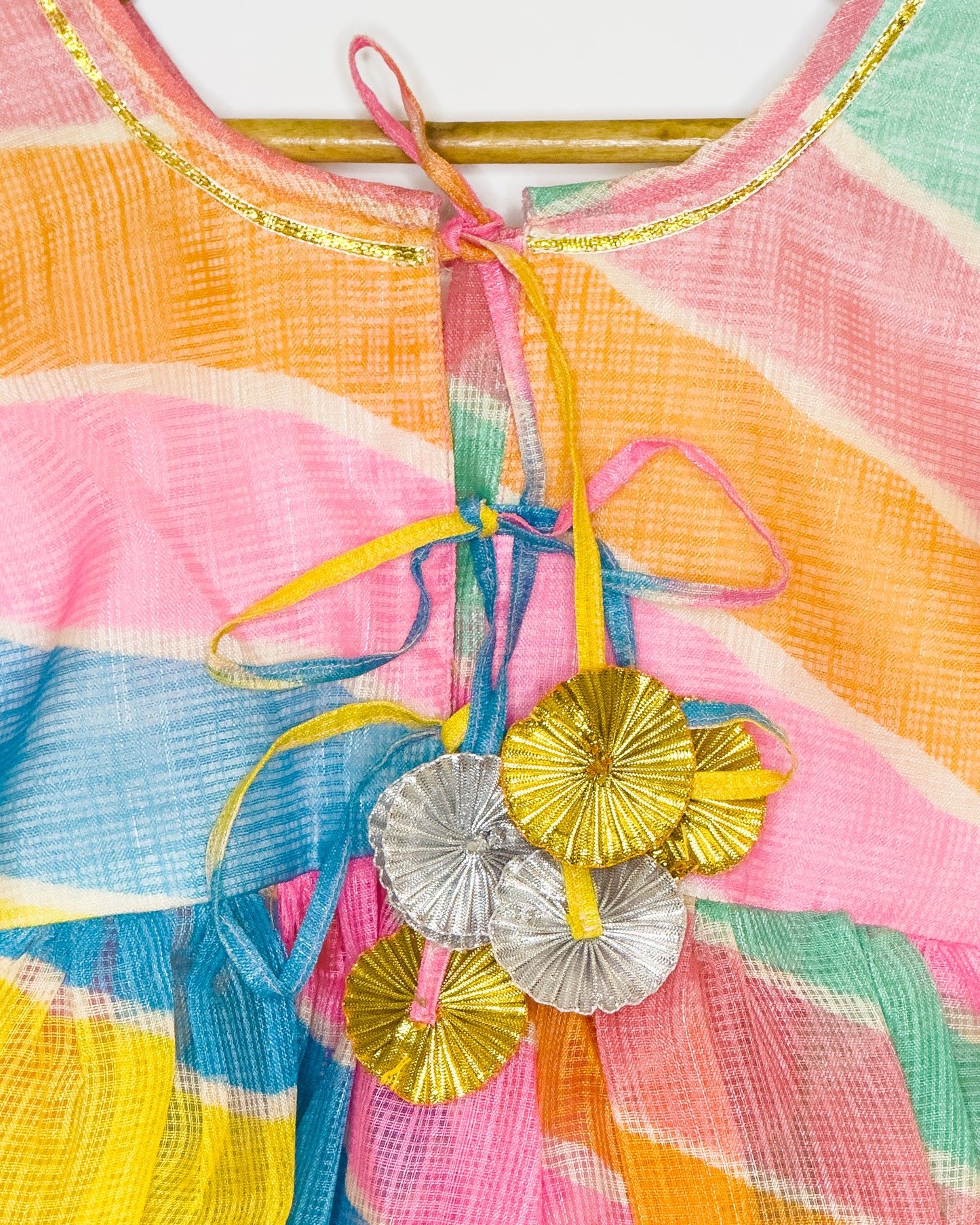 Multicolour Kota Doria Peplum Sharara Set