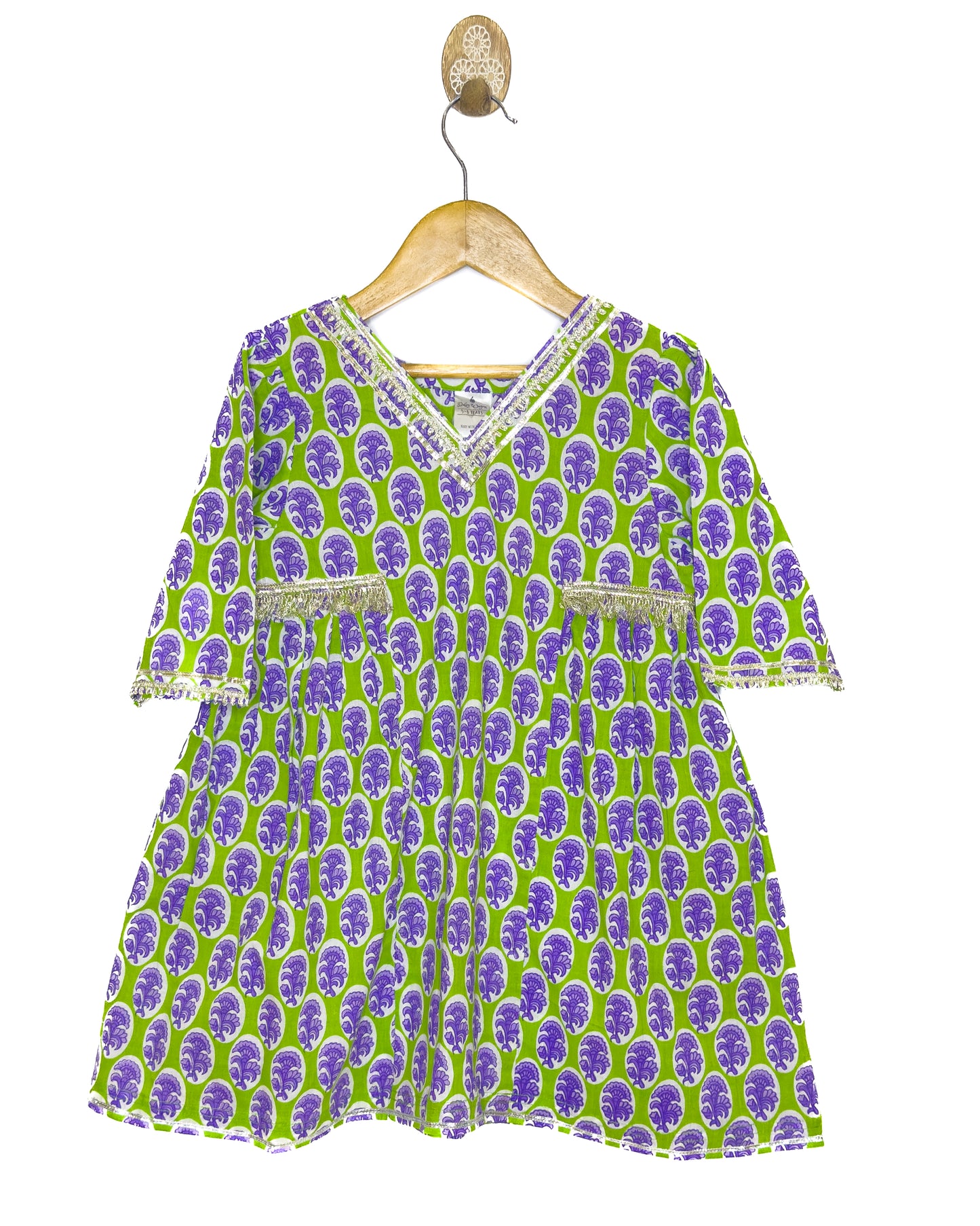 Green Purple Printed Cotton Sharara Set with Dupatta