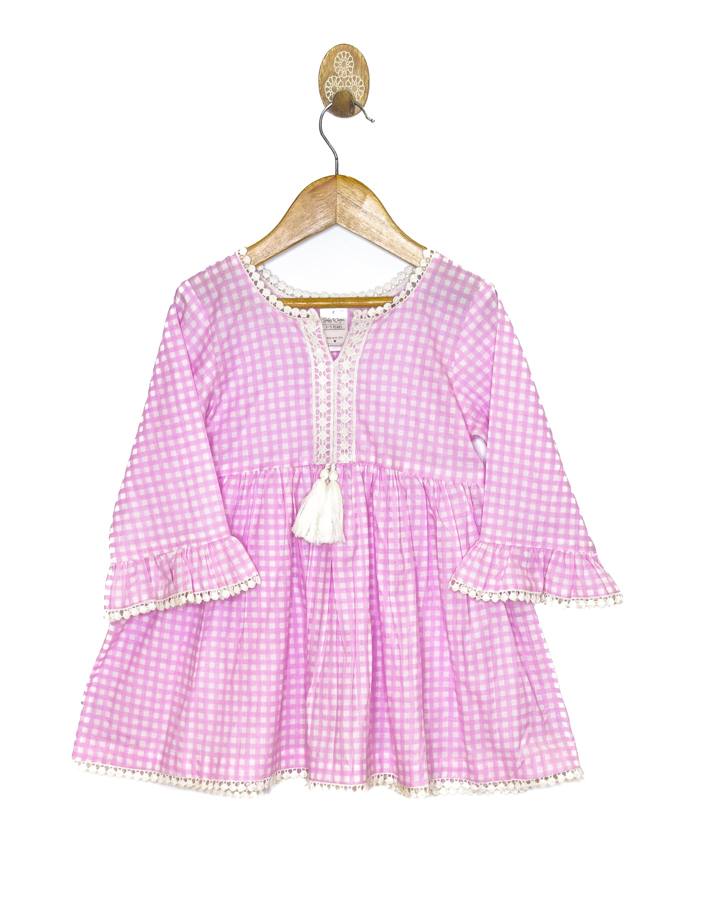 Pink Check Cotton Tunic Palazzo Set