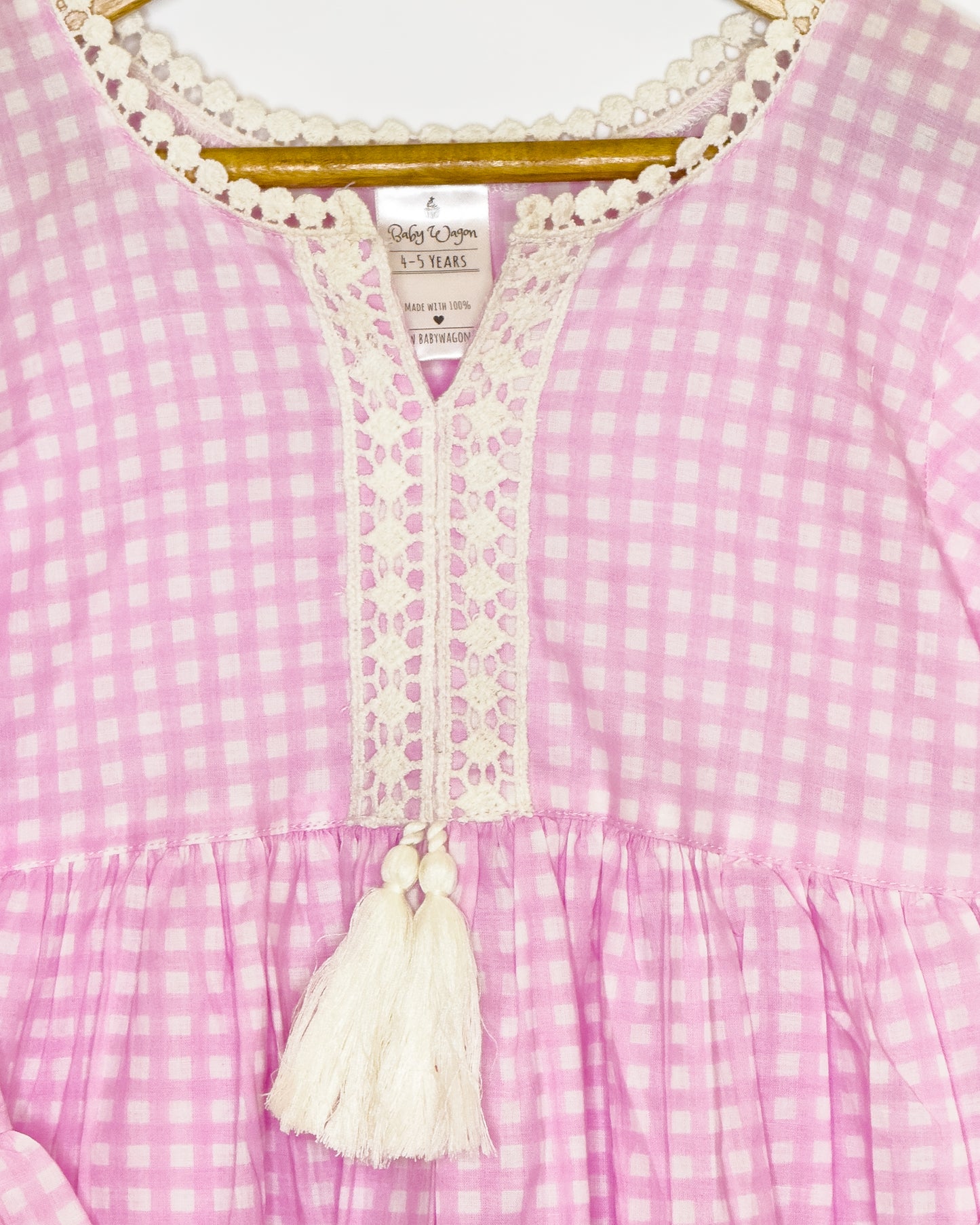 Pink Check Cotton Tunic Palazzo Set