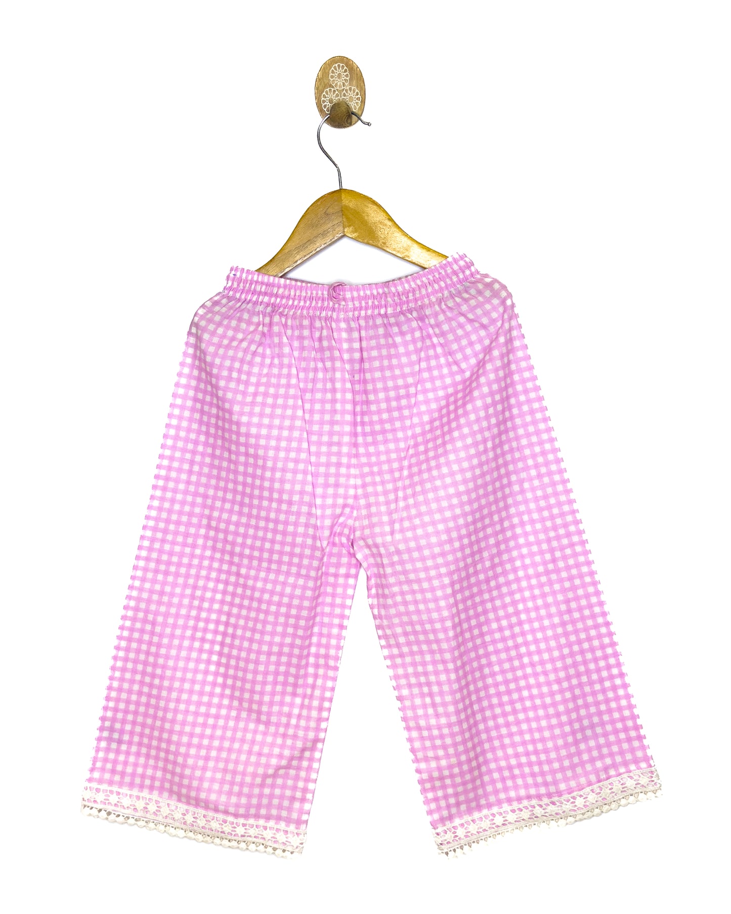 Pink Check Cotton Tunic Palazzo Set