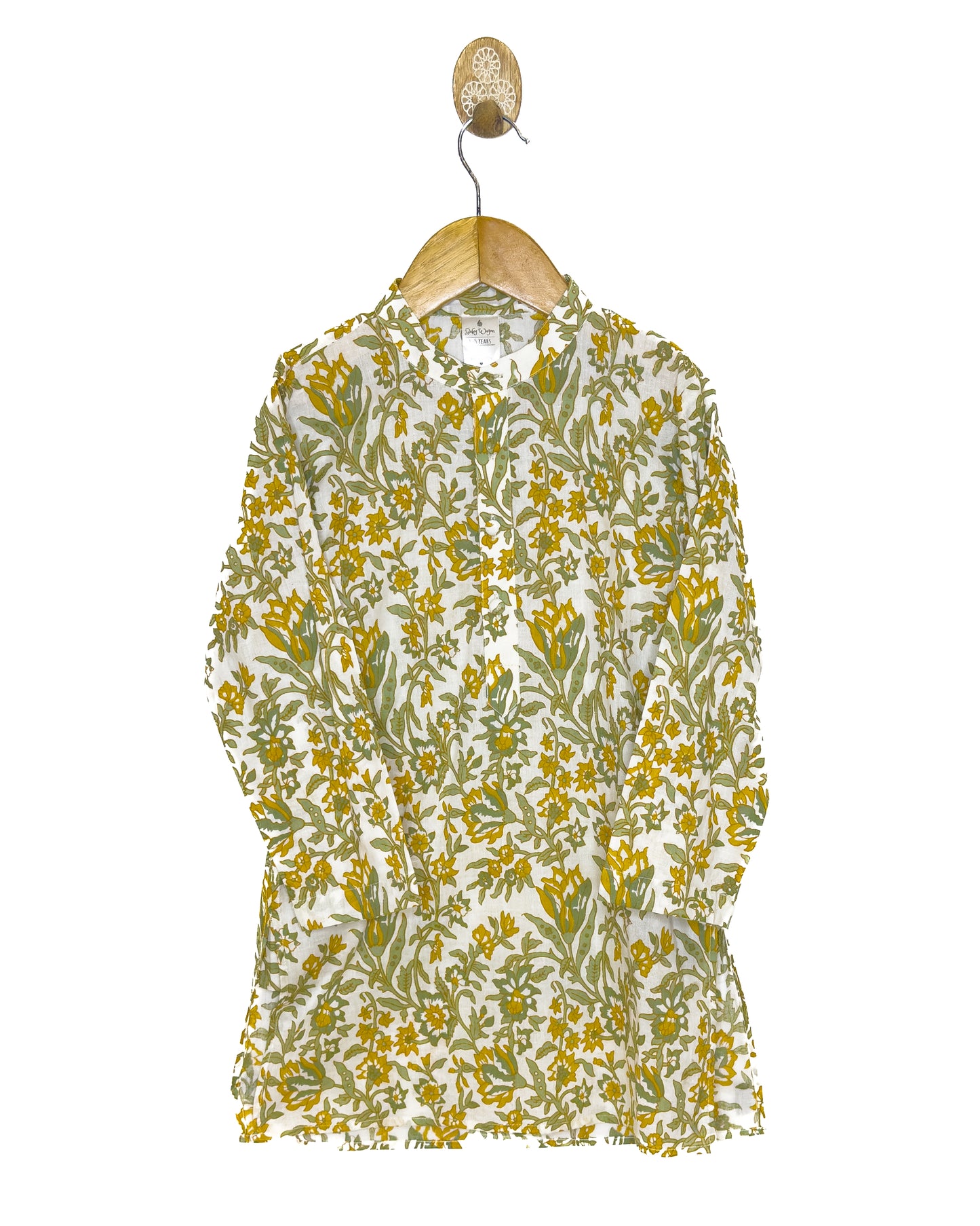 Off-White Floral Cotton Jacket Kurta Set