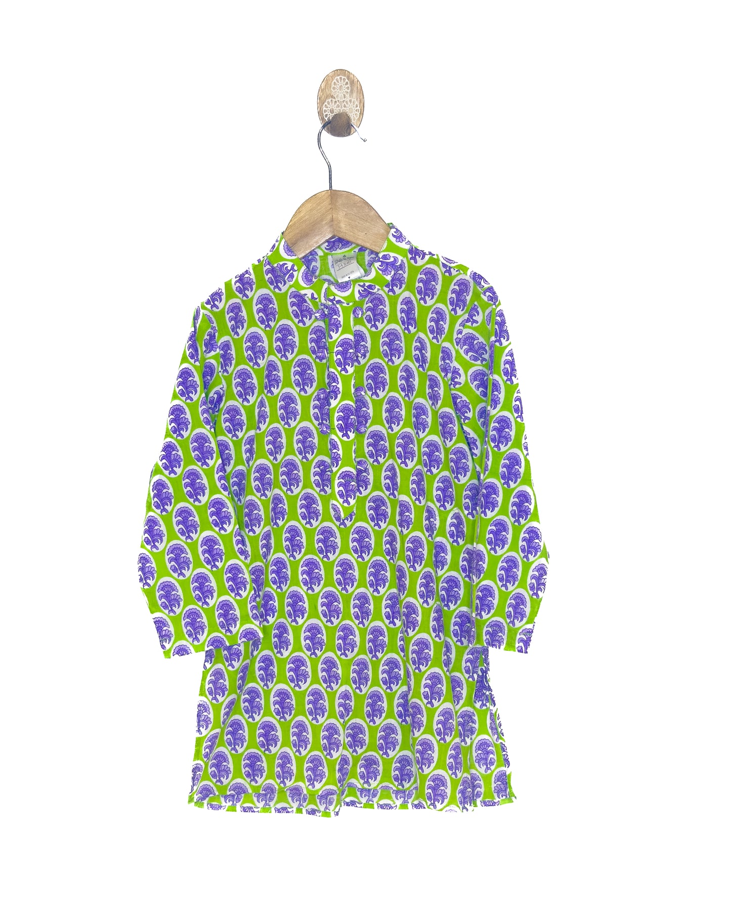 Green Purple Printed Cotton Kurta Set