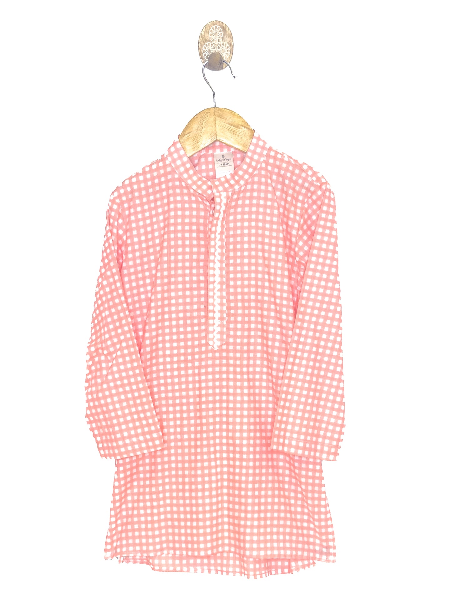 Peach Check Festive Jacket Kurta Set