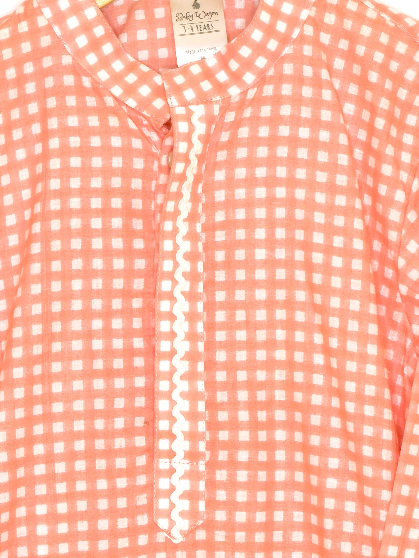 Peach Check Festive Jacket Kurta Set